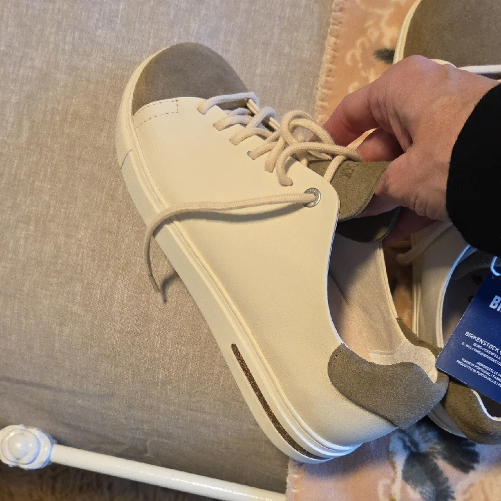 Birkenstock Cream and Gray Athletic Sneakers